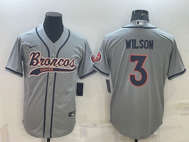 Men Denver Broncos #3 Wilson Grey 2022 Nike Co branded NFL Jersey1